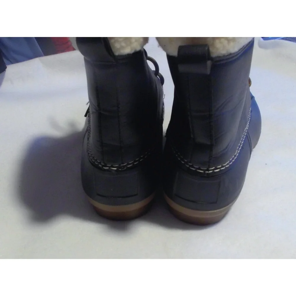 Henry Ferrera Mission-300 Mens Duck Boots Black Faux Leather Shearling Lined 10